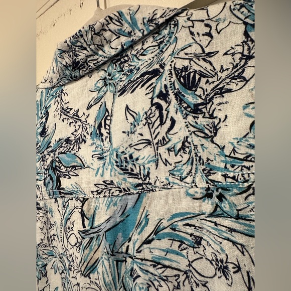 Tahari linen medium long sleeve blouse button down top - Picture 7 of 9